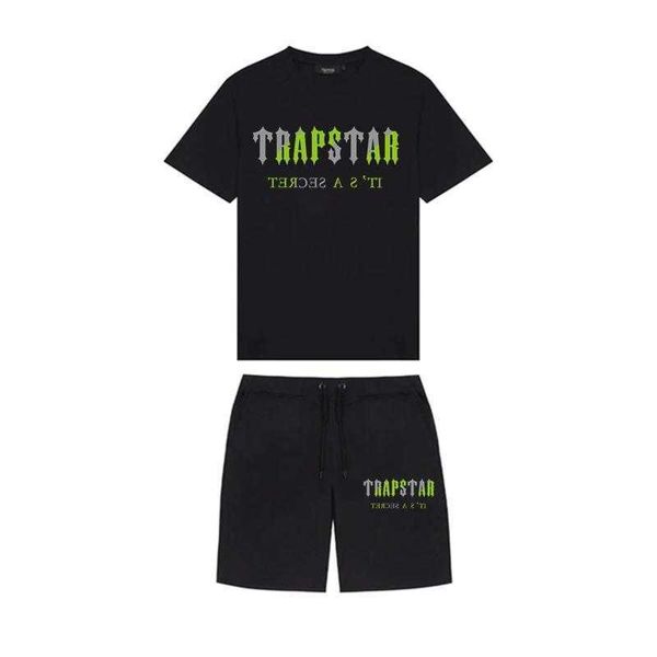 

men's t-shirts summer trapstar printed cotton t-shirt men beach shorts sets streetwear tracksuit sportswearmen's4nie, White;black