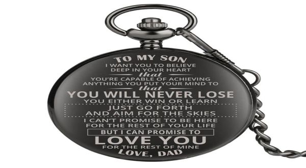 

creative personalized design pocket watch to my son dad husband men039s quartz analog watches pendant chain xmas gift reloj de 2231290, Slivery;golden