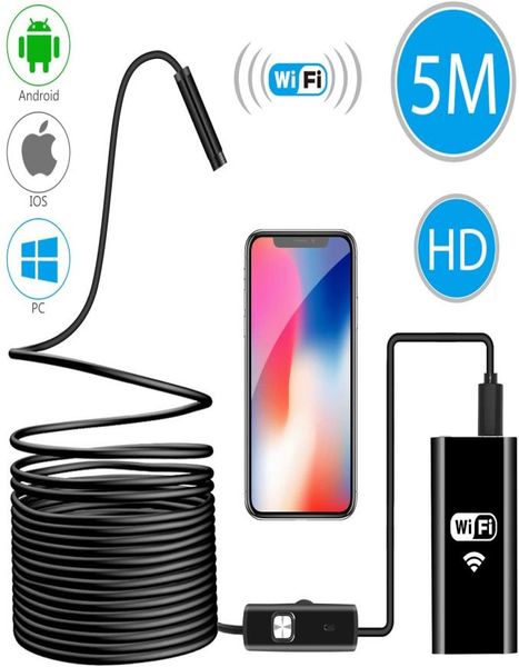 

wireless endoscope wifi borescope inspection camera 20 megapixels hd waterproof snake camera pipe drain with 8 adjustable led fo3400128