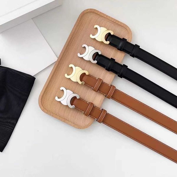 

leather belt womens genuine shiny gold silver buckle high cintura designer belts triomphe belt fashion brand copper buckle versatile belt fo, Black;brown