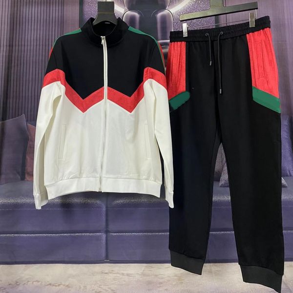 

men tracksuits designer tracksuit autumn winter set long-sleeved jacket casual trouserslarge size xxl 3xl sports suit for men stripe large s, Gray
