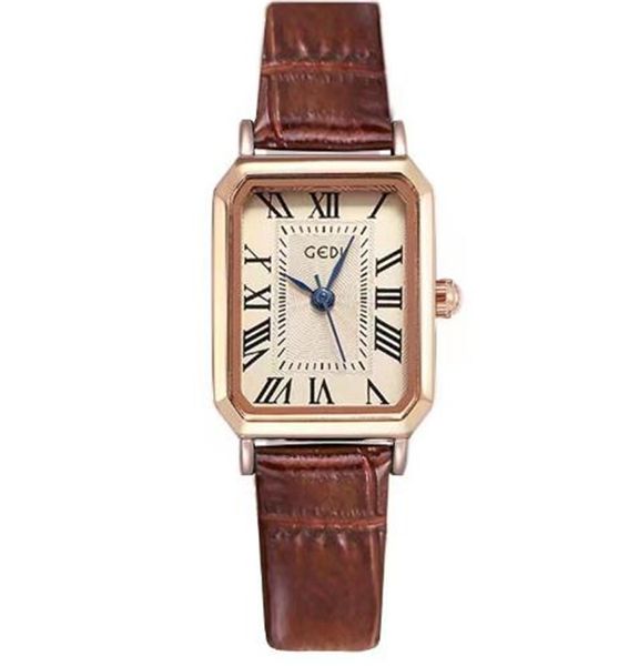 

2023 retro roman small square plate women's student crowd korean edition waterproof quartz belt watch, Slivery;golden
