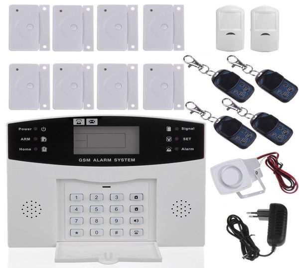 

wireless gsm home security alarm system with lcd auto dialer sms phone calls remote control6 group of phone numbers2 group of sm6067273