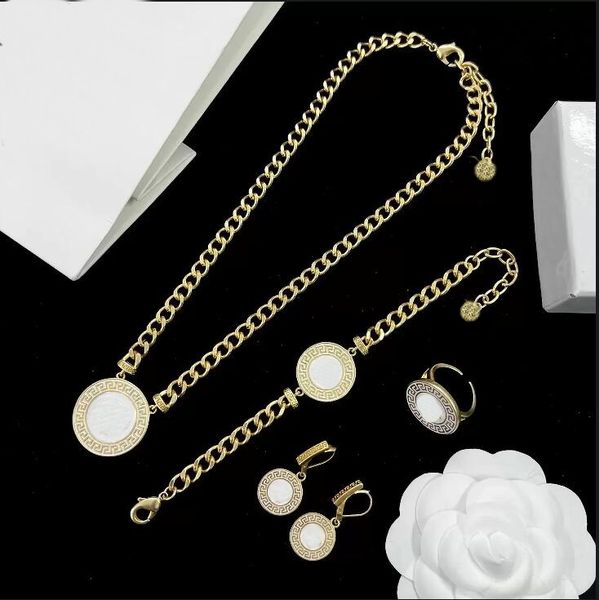 

twisted chain circular pendant beauty head enamel signet brass material necklace bracelet earring set ladies designer jewelry birthday anniv, Black