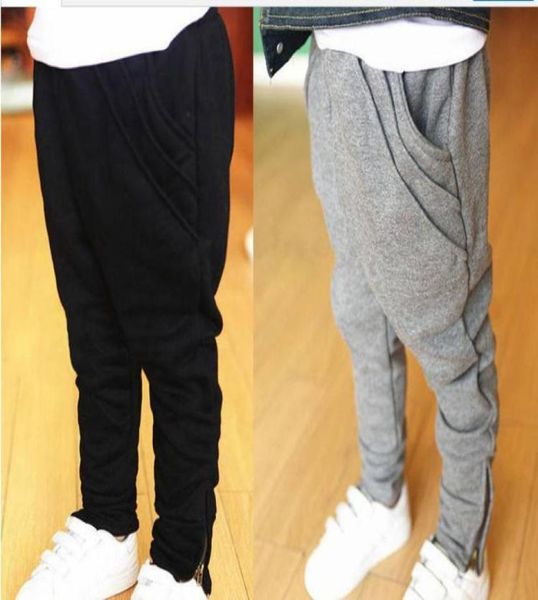 

children039s casual pants pure cotton zipper pocket plus fours boys pants bound feet harem pants1570598, Blue