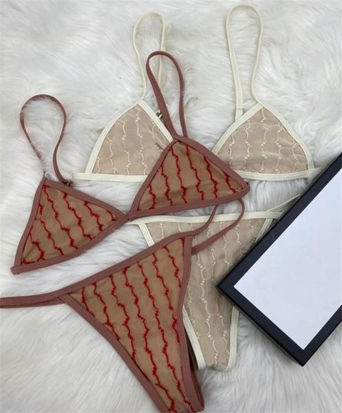 

alphabet embroidered tulle bikinis ins split spa swimsuit for women new style summer bathing suit delicate gift1211396