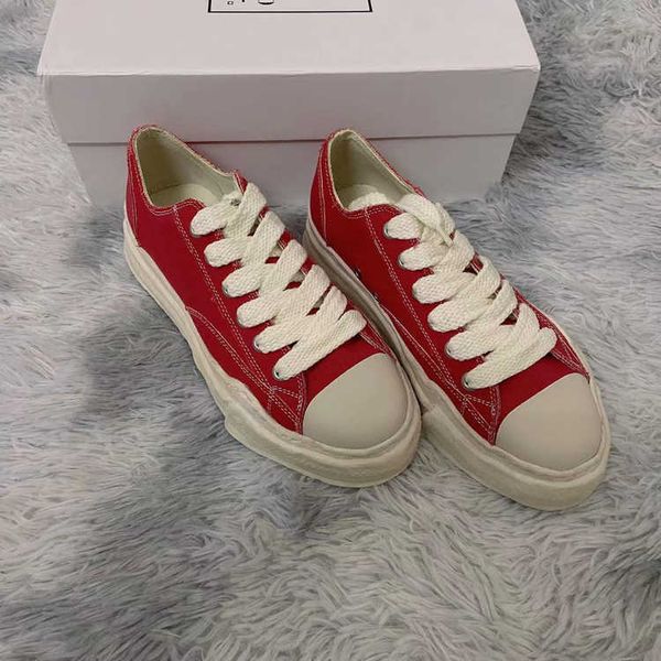 

maison mihara yasuhiro dissolved mmy shoes open smile old low canvas men's and women's thick sole elevated board shoes