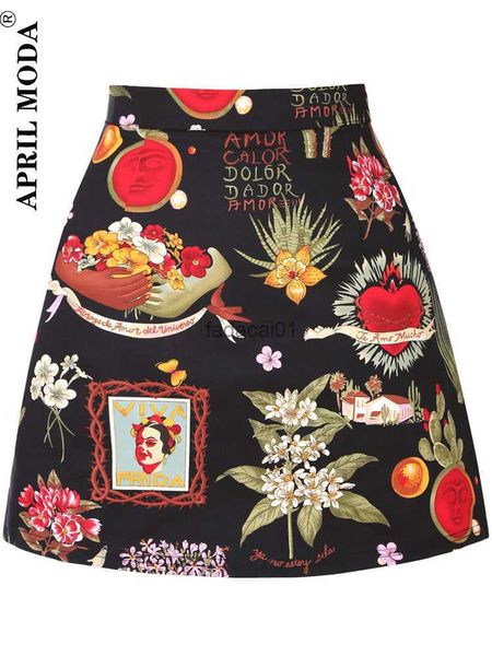 

cotton y2k summer mini skirts women harajuku pencil beach streetwear vintage black floral print short a line skirt falda corta l230621