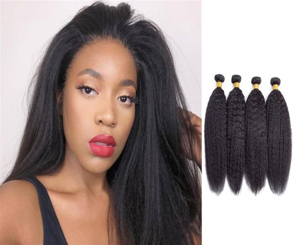 

viya 9a human hair bundles extensions cambodian kinky straight yaki natural black color 4 pieces 9978255