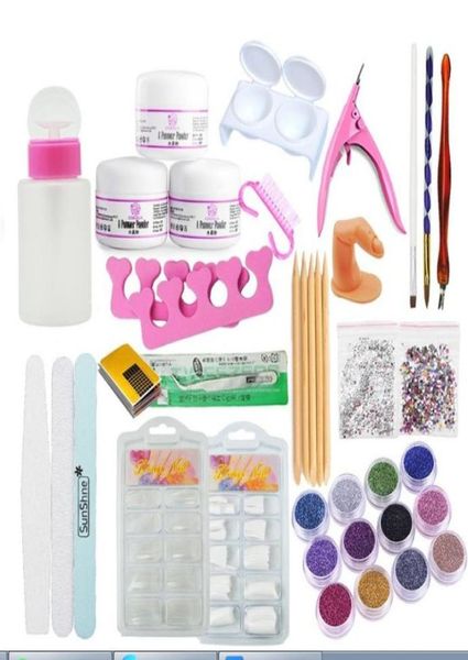 

acrylic nail art manicure kit 12 color nail glitter powder decoration acrylic pen brush false finger pump nail art tools kit set7555982