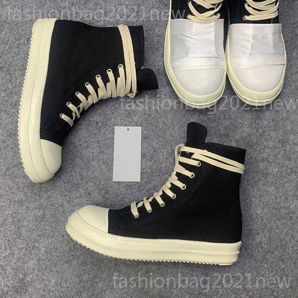 

rick ownes men's sneakers designer fashion casual canva shoes luxury mens women couple high shoes thick sole black white five pointed s