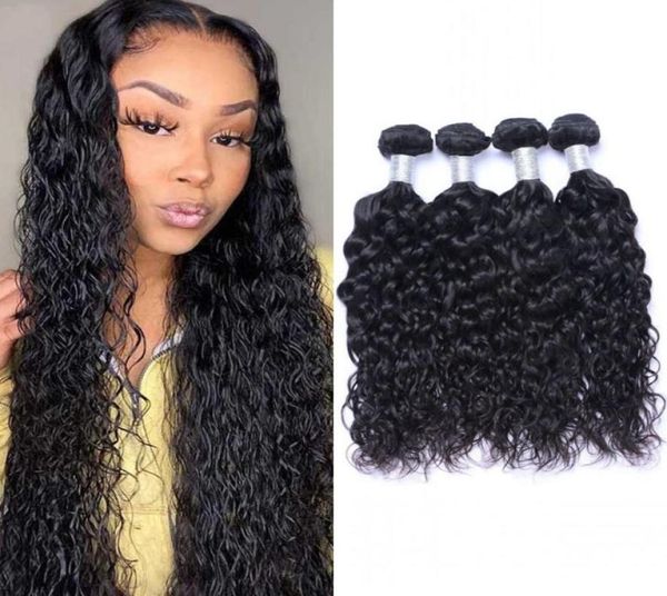 

malaysian water wave bundles unprocessed human hair weave extensions 4pcslot wet and wavy hair weft5470539, Black