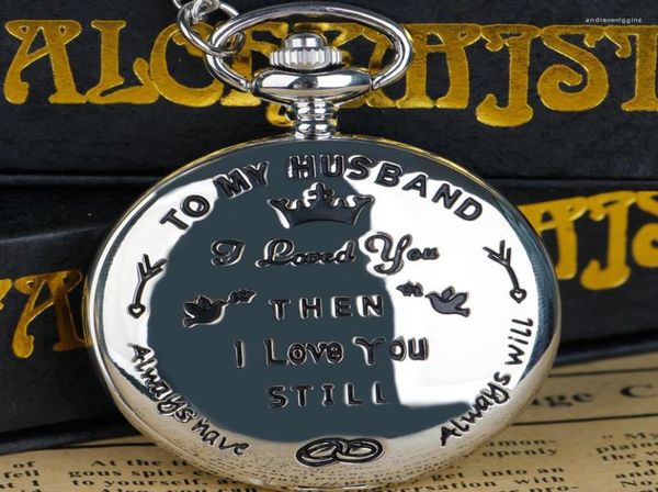 

pocket watches classic quartz watch quotto my husbandquotmen souvenir gifts men husband5133732, Slivery;golden