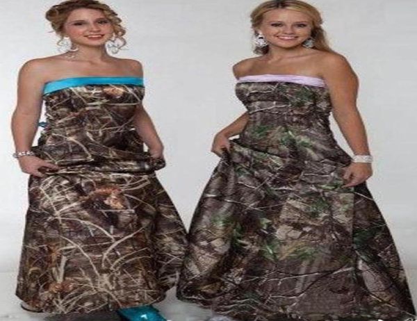 

2019 camo bridesmaid dresses strapless a line floor length long beach garden country party wedding guest gowns4327864, White