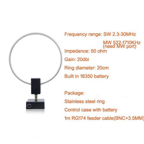

dresses new ga450 ga450 loop antenna sdr short medium wave radio antenna sw 2.3030mhz mw 5221710khz, White;black