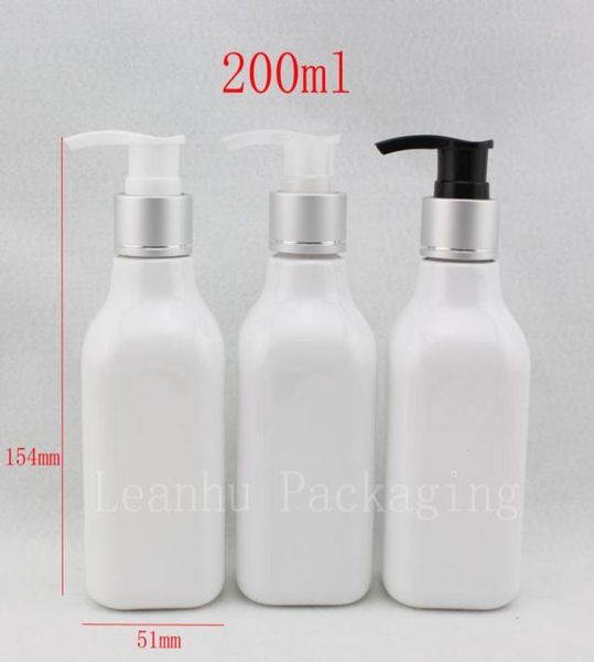 

200ml x 30 white square aluminum cosmetic lotion pump plastic bottle empty containersempty shampoo lotion bottles with pump9105398