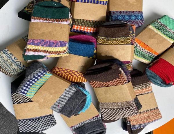 

autumn and winter wool snow long socks thickened warm breathable for men women color random diamond printed pattern7973913, Black