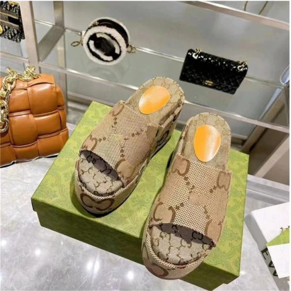 

luxury platform slide g sandals fashion brand slippers for women with original box designer slides beach flip flops flat slipper san xgh, Black