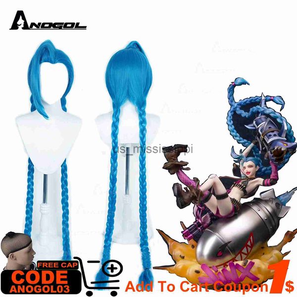 

cosplay wigs an synthetic jinx cosplay wig game lol arcane 120cm 47in blue braids cosplay wigs lolita braided wigs halloween costume party x, Black