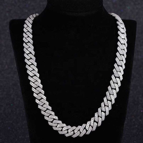 

hip pop sterling silver moissanite diamond cuban link chain necklace