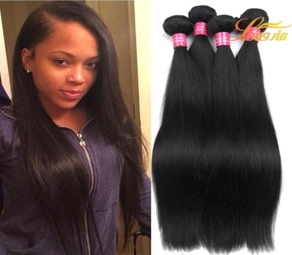

grade 7a whole peruvian virgin hair extension 100 human hair weft straight natural color can be dyed and bleached47169499349816, Black