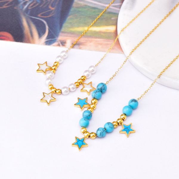 

popular design star heart butterfly pendant turquoise necklace, Silver