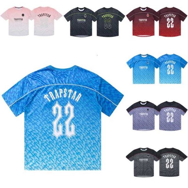 

men's trapstar t shirt foot jersey summer casual t-shirts mesh no.22 printed men sportswear hip hop street fashion ibhj, White;black