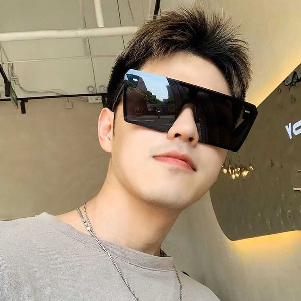 

oversized frame square sunglasses, trendy for men and women, slim integrated glasses,, White;black