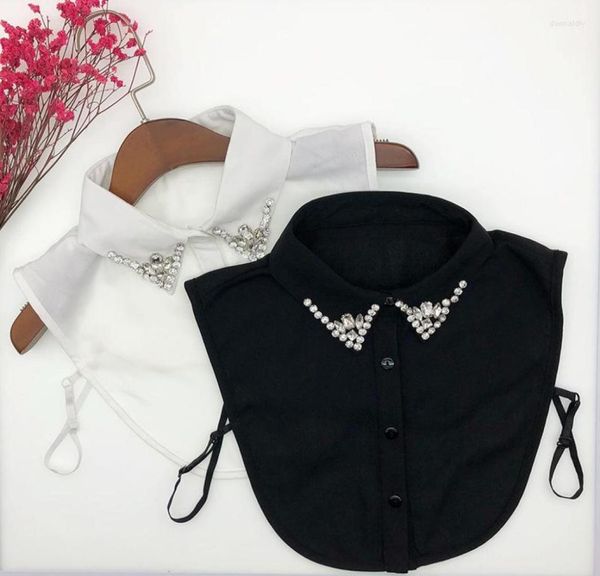 

bow ties women handmade shirt fake collar blouse sweater detachable collars female white black false necklace nep kraagie1528213, Black;gray