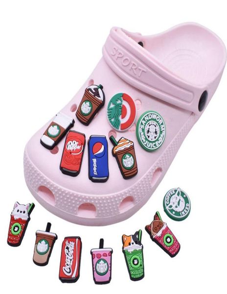 

anime charms whole childhood memories coffee drinks cartoon croc charms shoe accessories pvc decoration buckle soft rubber clo8819827, Blue