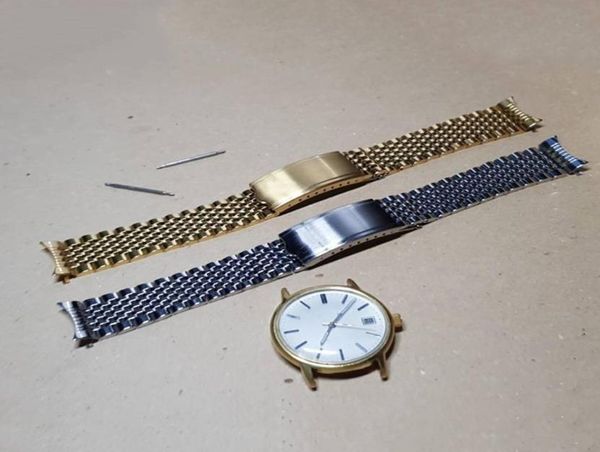 

18 20mm silver gold watch strap bands solid 316l stainless steel with hollow link luxury watchbands bracelet clasp buckle for ome 3363805, Black;brown