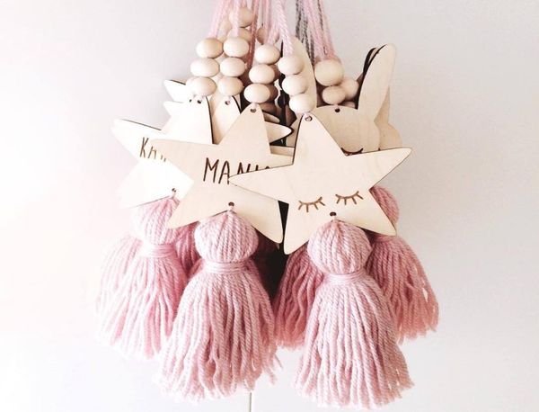

nordic style cute star shape wooden beads tassel pendant kids room decoration wall hanging ornament for pography7030001
