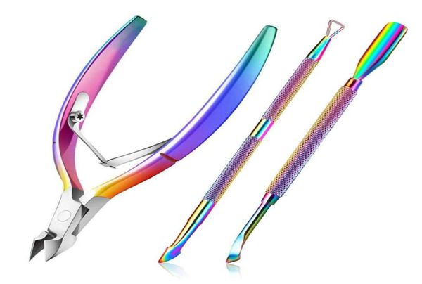

stainless steel cuticle nipper with cuticle pusher and scissors remover professional durable pedicure manicure tools for fingern6198574
