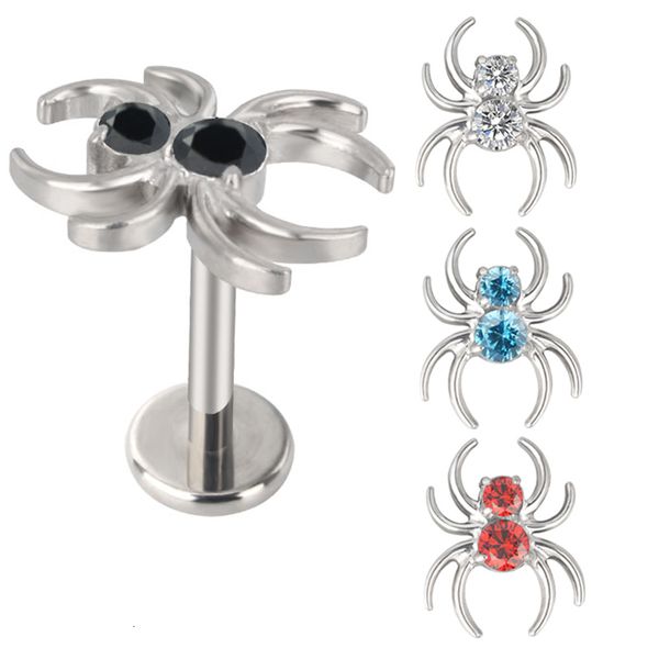 

navel bell button rings astm 36 spider ear studs pierc double round cz paved threaded labret tragus lip earrings stud piercing jewelry 23062, Silver