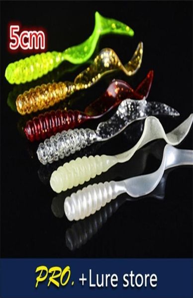 

200pcs 5cm colorful soft material circle tail shinny isca grub worm maggot fishing lure baits for pond fishing 2011031230949
