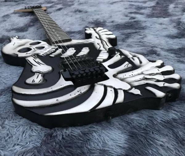 

custom grand skull bones carved body guitar 6 strings gl electric guitar6312085