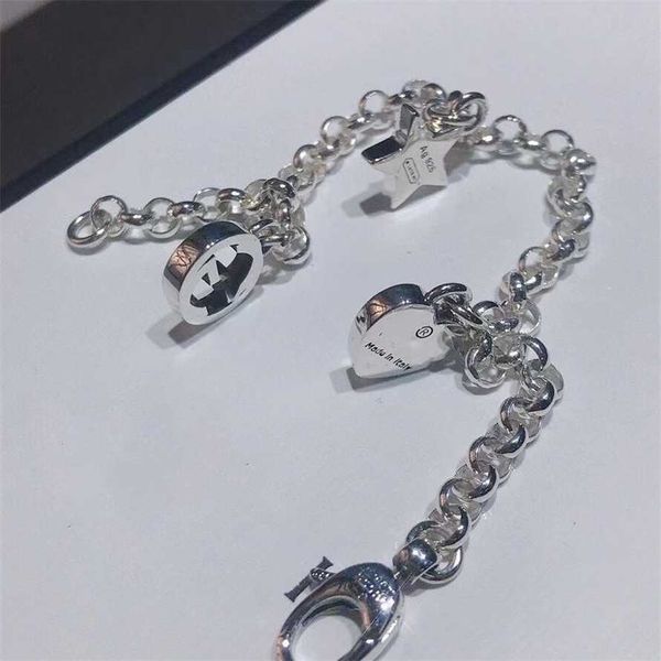 

2023 gujia star love tassel all body sterling silver 925 simple bracelet network red ins same style, Black