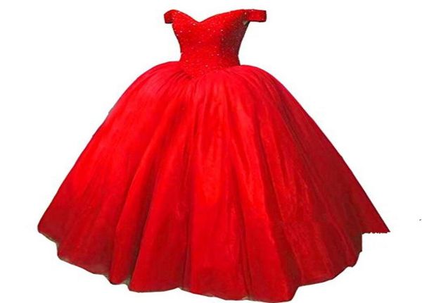 

2020 new ball gown quinceanera dress for 15 years fashion vneck tulle bead floorlength party gown vestidos de 16 anos qc12585021481, Blue;red