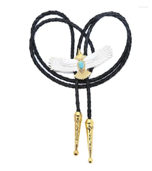 

bow ties natural stone eagle shape bolo tie for man western cowboy necktie distinguished leather collar rope ladies accessories1236739, Black;gray