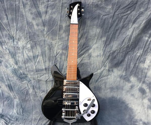 

johnlennon 325 jetglo 6 string black electric guitar short scale length 527mm bigs tailpiece gloss paint fretboard 3 toaster picku1403216