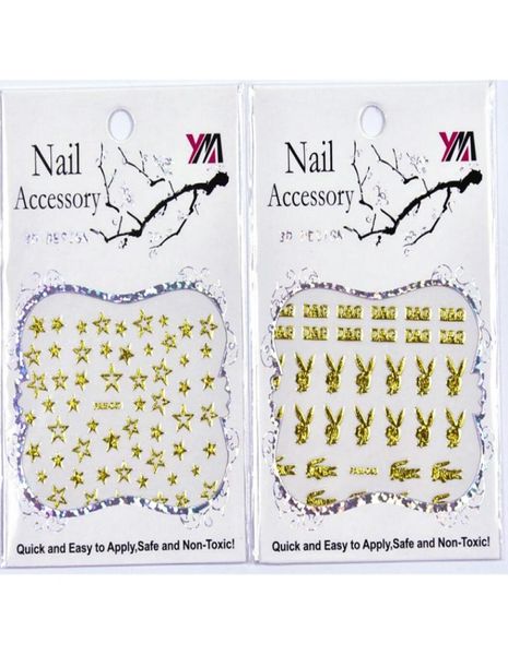 

30pcslot 3d stickers decal nail art stickers gold color nail decoration design foils beauty stickers for nails accessories6949854, Black