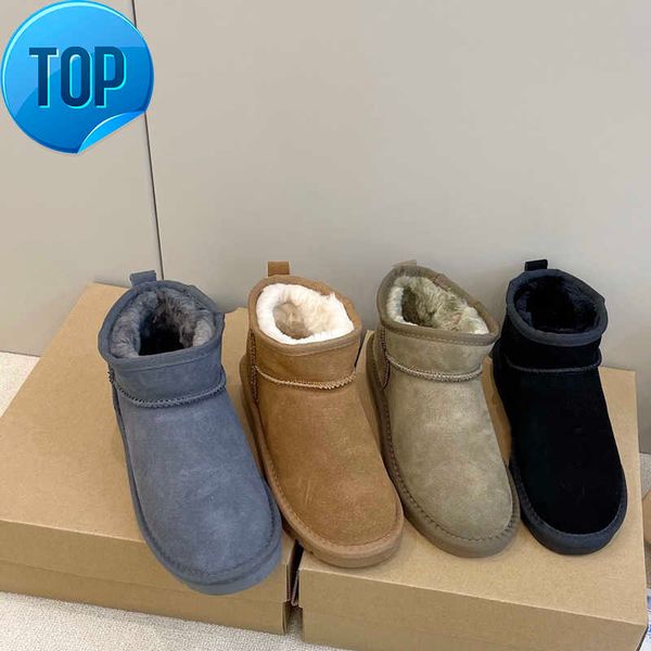 

boots designer classic women's snow boot fashion warm boots latest fashion sheepskin cowhide leather long wool size 35-40hugggss, Black