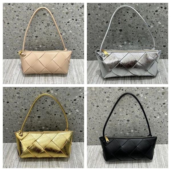 

luxury designer pouch knitting bags dumpling underarm bag women black sliver gold luxury shoulder bags lady genuine leather tote