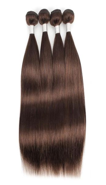 

4 medium brown straight bundle deals brazilian virgin human hair weaves 3 or 4 bundles 1224 inch6128688, Black
