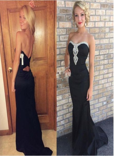 

mermaid black formal evening dresses 2017 elegnt sweetheart backless vestido de festa pearls abendkleider crystal prom gowns9158559, Black;red