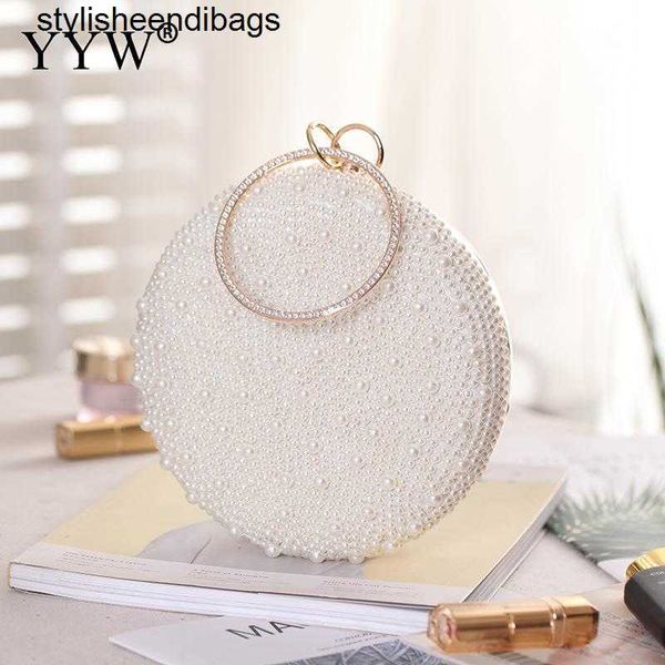 

totes bling pearl bags for women small round shape diamond luxury designer handbag female evening clutch wedding party bag stylisheendibags