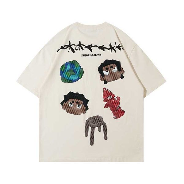 

retro hip-hop american cartoon cotton short sleeved t-shirt female xia china-chic brand europe and america high street vintage half sleeve s, White;black