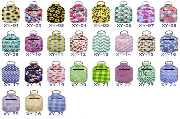 

159 styles hand sanitizer bottle holder 30ml travel size portable neoprene cover with keychain printing hand soap bottle bag6812545, Red;brown
