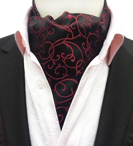 

bow ties linbaiway mens ascot vintage paisley classic wedding formal cravat self gentleman polyester neck tie custom logobow7829322, Black;gray