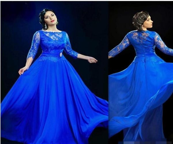 

design formal royal blue sheer evening dresses with 34 sleeved long prom gowns uk plus size prom dress for fat women5913501, Black;red